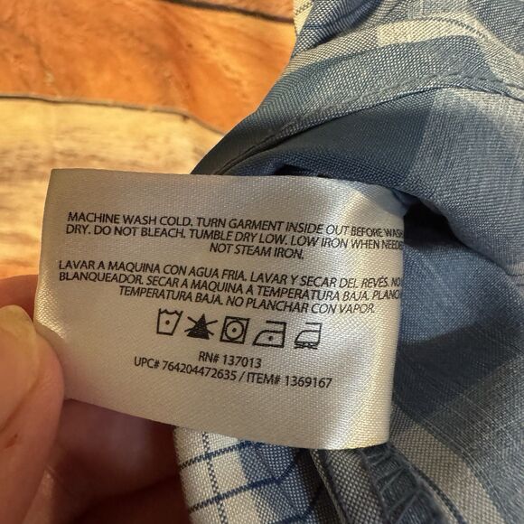 Orvis Classic Shirt XL Men’s Blue Plaid Short Sleeve Button Up Hiking Outdoor - Picture 8 of 8